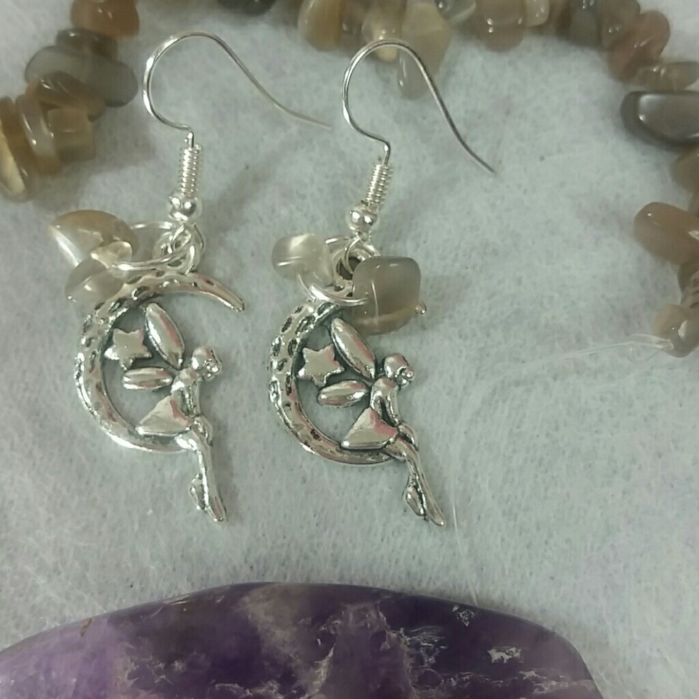 Fairy & crystal earrings +pick your stone - Picture 4 of 9